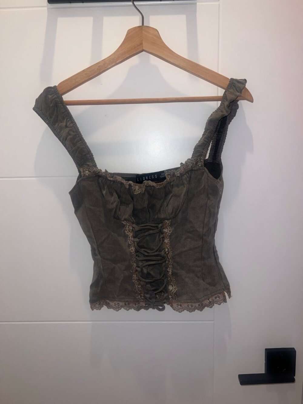 Lioness Palmer Grey Lace-Up Corset Top – XS - Picture 3 of 5